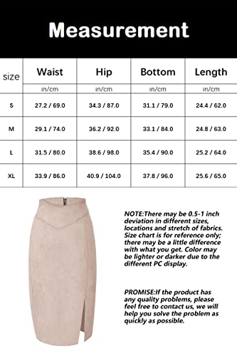 Bellivera Women Faux Suede Leather Pencil Skirt, Spring Fall Casual Midi Skirts Spring and Summer Hip Wrapped Back Split FF21 Camel L