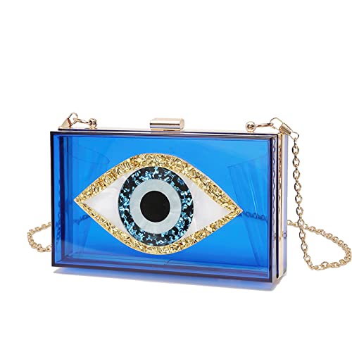 Clutch Purses for Women-Evil Eye Acrylic Clutch Glitter Purse Evening Bag Chain Shoulder Crossbody Handbags