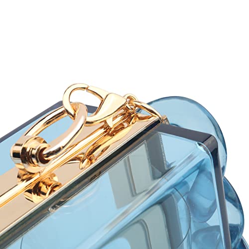 Women Acrylic Transparent Gold star Evening Bags Purses Clutch Vintage Banquet Handbag (Pink) Medium