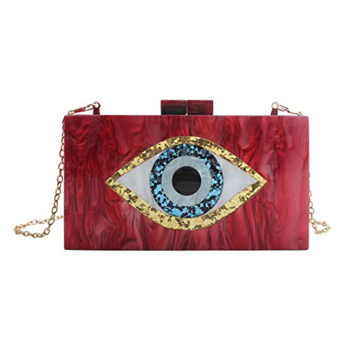 Clutch Purses for Women-Evil Eye Acrylic Clutch Glitter Purse Evening Bag Chain Shoulder Crossbody Handbags