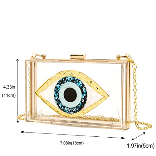 Clutch Purses for Women-Evil Eye Acrylic Clutch Glitter Purse Evening Bag Chain Shoulder Crossbody Handbags