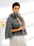 Women's Faux Fur Shawls Cape and Wraps Bridal Cloak Coat Fur Cover Up for Bride and Bridesmaids . (Beige)