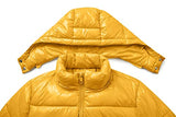 Women's Winter Hooded Shiny Puffer Jacket Casual Warm Quilted Full Zip Short Bubble Padded Coat (as1, alpha, s, regular, regular, Dark Gold, Small)
