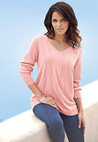 Women's Plus Size Fine Gauge Drop Needle V-Neck Sweater
