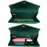 Ladies' Velvet Evening Clutch Handbag Formal Party Clutch For Women With Chain Strap (Rose)