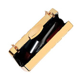 Women Lattice Pattern Metal Handbag Chain Geometric Evening Clutch Purse, Gold