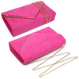 Ladies' Velvet Evening Clutch Handbag Formal Party Clutch For Women With Chain Strap (Rose)