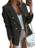 Blazer Jackets for Women Tweed Double Breasted Elegant Lightweight Cardigan Outwear Gray S