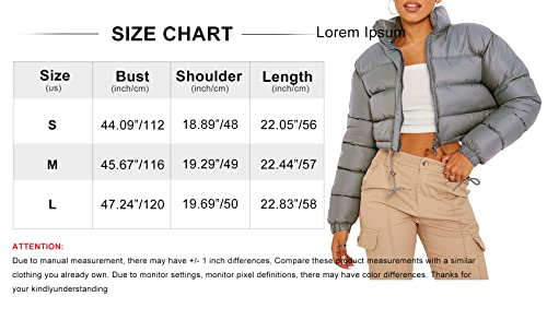 Women Cropped Puffer Jacket Winter Zip Up Short Padded Down Coat(Green-M)
