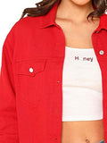 Women's Basic Long Sleeve Button Down Ripped Denim Jacket Outerwear