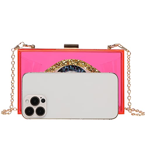 Clutch Purses for Women-Evil Eye Acrylic Clutch Glitter Purse Evening Bag Chain Shoulder Crossbody Handbags