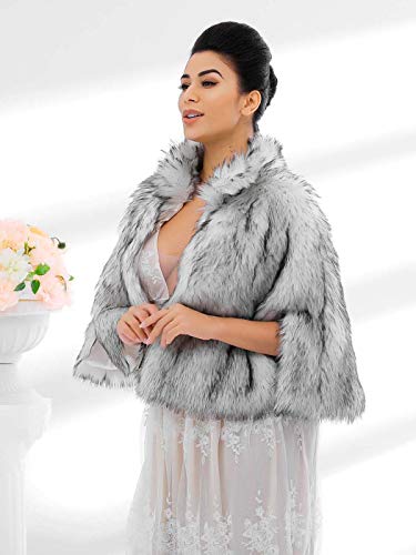 Women's Faux Fur Shawls Cape and Wraps Bridal Cloak Coat Fur Cover Up for Bride and Bridesmaids . (Beige)