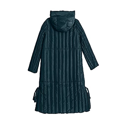 Womens Puffer Jackets Ankle Length Thicken Winter Coats Folds Stripe Overcoat Warm Padded Loose Down Coat Beige