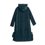 Womens Puffer Jackets Ankle Length Thicken Winter Coats Folds Stripe Overcoat Warm Padded Loose Down Coat Beige
