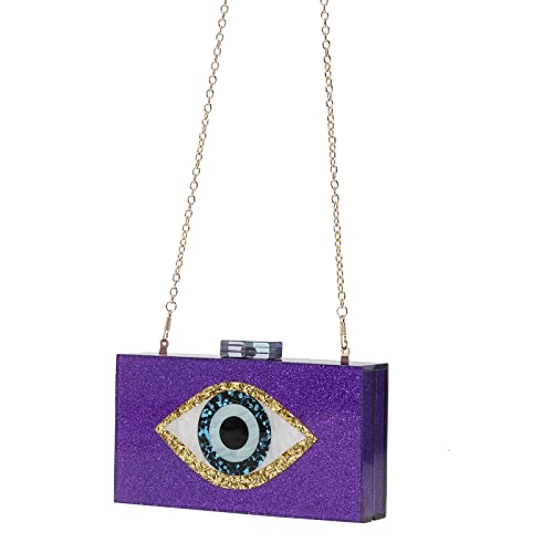 Clutch Purses for Women-Evil Eye Acrylic Clutch Glitter Purse Evening Bag Chain Shoulder Crossbody Handbags