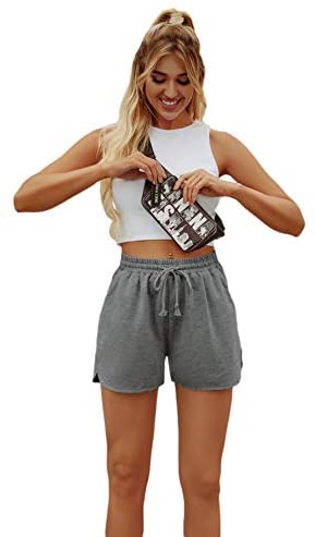 Women's Solid Stretchy Drawstring Waist Track Shorts