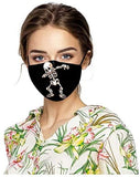 Stylish Skull Print Adult Halloween Fashion Dustproof Face_Mask Washable Reusable Cloth Bandana for Men Women Pack of 5