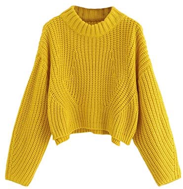 Women's Mock Neck Drop Shoulder Oversized Batwing Sleeve Crop Top Sweater