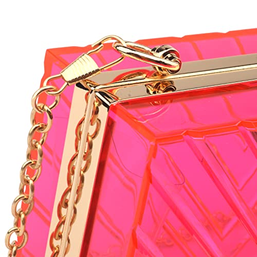 Women Acrylic Transparent Gold star Evening Bags Purses Clutch Vintage Banquet Handbag (Pink) Medium