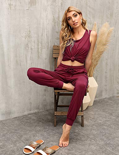 Women's Long Sleeve Loungewear Crewneck Pullover Tops Long Pants Sweatsuits Tracksuits with Pockets Army Green