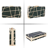 Women Lattice Pattern Metal Handbag Chain Geometric Evening Clutch Purse, Gold