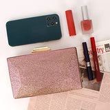 Women Lattice Pattern Metal Handbag Chain Geometric Evening Clutch Purse, Gold