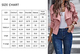 Faux Suede Jacket for Women Casual Long Sleeve Button Notch Collar Short Moto Biker Coat Fall Dark Khaki Small