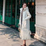Womens Puffer Jackets Ankle Length Thicken Winter Coats Folds Stripe Overcoat Warm Padded Loose Down Coat Beige