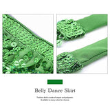 Belly Dance Hip Skirt Tassel Scarf Sequin Wrap Rave Costume for Women (Blue)
