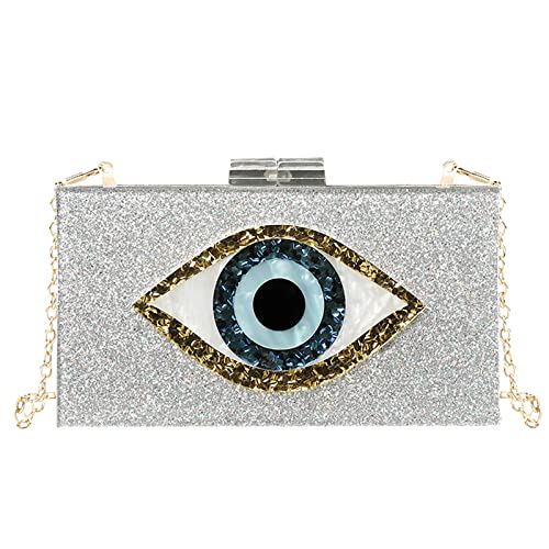 Clutch Purses for Women-Evil Eye Acrylic Clutch Glitter Purse Evening Bag Chain Shoulder Crossbody Handbags