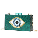 Clutch Purses for Women-Evil Eye Acrylic Clutch Glitter Purse Evening Bag Chain Shoulder Crossbody Handbags