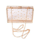 Women Acrylic Transparent Gold star Evening Bags Purses Clutch Vintage Banquet Handbag (Pink) Medium