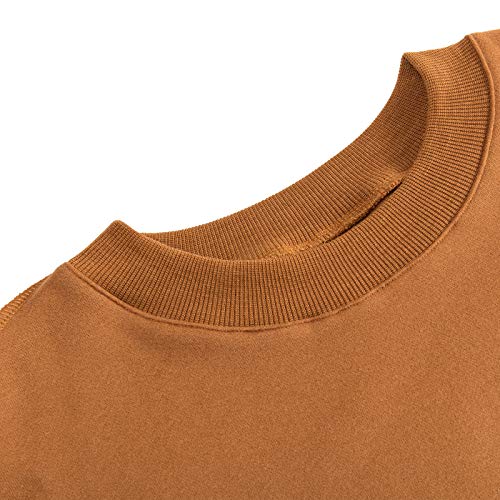 Women Pullover Cropped Hoodies Long Sleeves Sweatshirts Casual Crop Tops for Fall Winter ( Apricot)