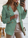 Blazer Jackets for Women Tweed Double Breasted Elegant Lightweight Cardigan Outwear Gray S