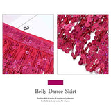 Belly Dance Hip Skirt Tassel Scarf Sequin Wrap Rave Costume for Women (Blue)
