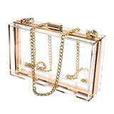 Women Acrylic Transparent Gold star Evening Bags Purses Clutch Vintage Banquet Handbag (Pink) Medium