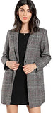 Women's Lapel Collar Coat Long Sleeve Plaid Blazer Outerwear