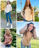 Women's Long Sleeve Oversized Crew Neck Solid Color Knit Pullover Sweater Tops Mocha