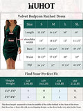 Cocktail Formal Fall Dresses for Women Wedding Guest Winter 2022 Short Homecoming Dresses Burgundy Elegant Velvet Mini Deep V Neck Long Sleeve Bodycon Ruched Dress