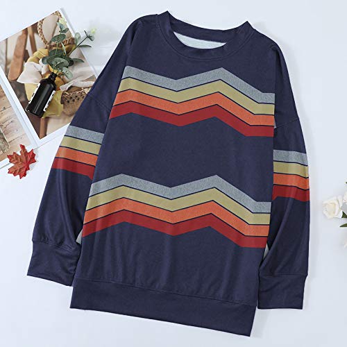 BTFBM Women Sweatshirts Tie Dye Print Striped Color Block Long Sleeve Comfy Loose Soft Casual T Shirts Pullover (S-2XL) (Aztec Print Grey, Small)