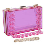 Women Acrylic Transparent Gold star Evening Bags Purses Clutch Vintage Banquet Handbag (Pink) Medium