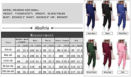 Women's Long Sleeve Loungewear Crewneck Pullover Tops Long Pants Sweatsuits Tracksuits with Pockets Army Green