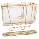 Women Acrylic Transparent Gold star Evening Bags Purses Clutch Vintage Banquet Handbag (Pink) Medium