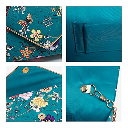 Ladies' Velvet Evening Clutch Handbag Formal Party Clutch For Women With Chain Strap (Rose)