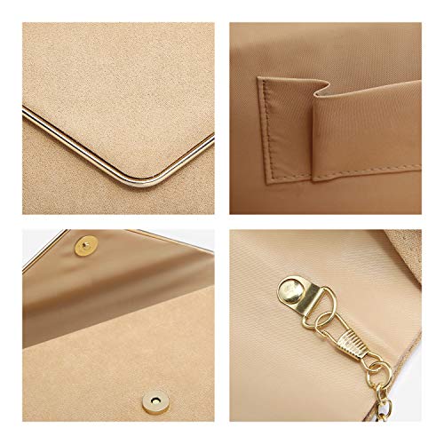 Ladies' Velvet Evening Clutch Handbag Formal Party Clutch For Women With Chain Strap (Rose)