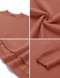 Women's Long Sleeve Oversized Crew Neck Solid Color Knit Pullover Sweater Tops Mocha