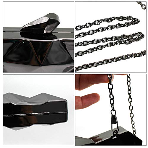 Women Lattice Pattern Metal Handbag Chain Geometric Evening Clutch Purse, Gold