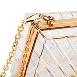 Women Acrylic Transparent Gold star Evening Bags Purses Clutch Vintage Banquet Handbag (Pink) Medium