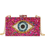 Clutch Purses for Women-Evil Eye Acrylic Clutch Glitter Purse Evening Bag Chain Shoulder Crossbody Handbags
