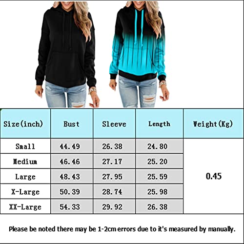 Womens Casual Hoodies Crew Neck Long Sleeve Sweatshirts With Pocket Lightweight Pullover Tops-Gradient